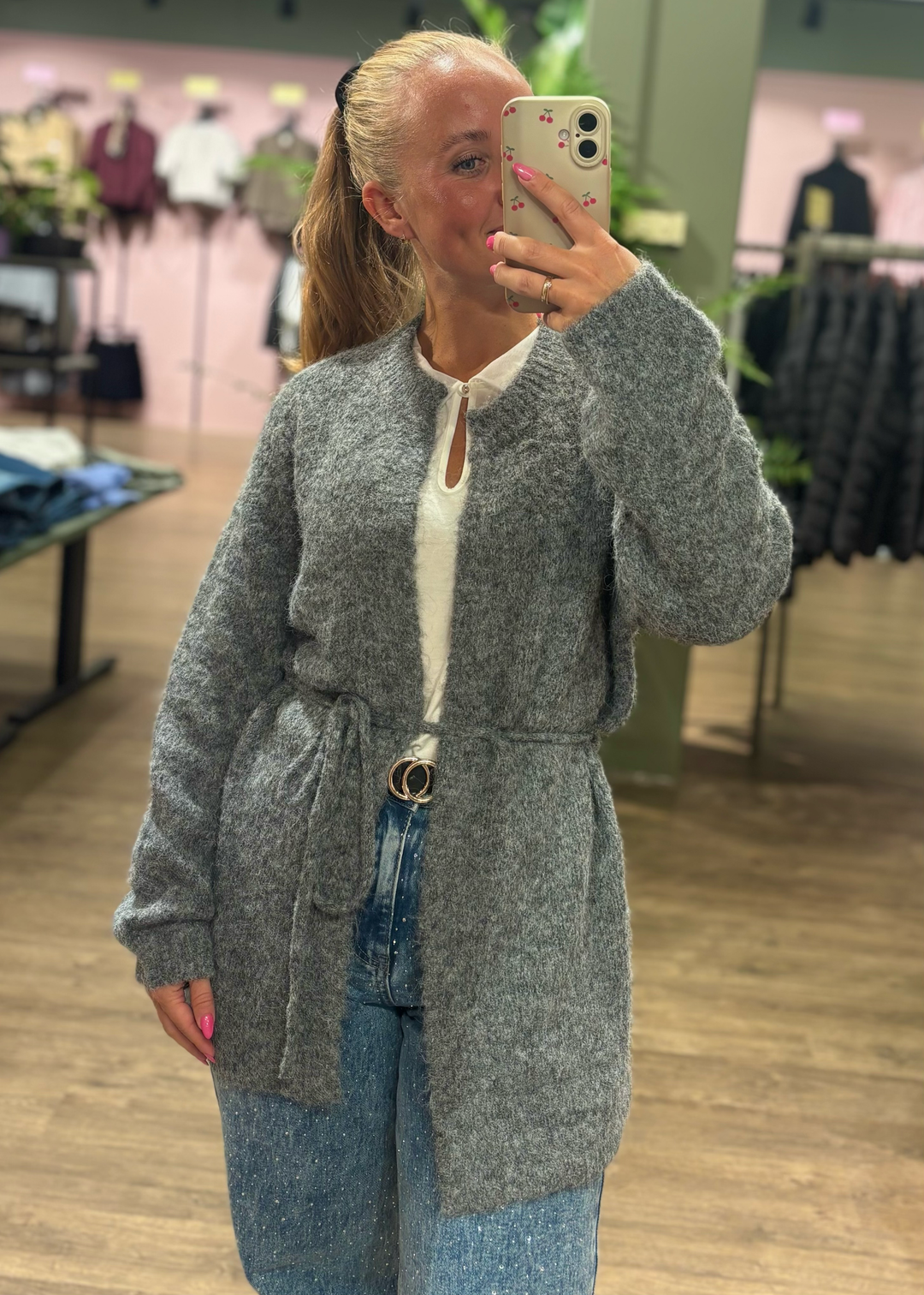 FREEQUENT FQGrslulu-Cardigan Dark Grey Melange