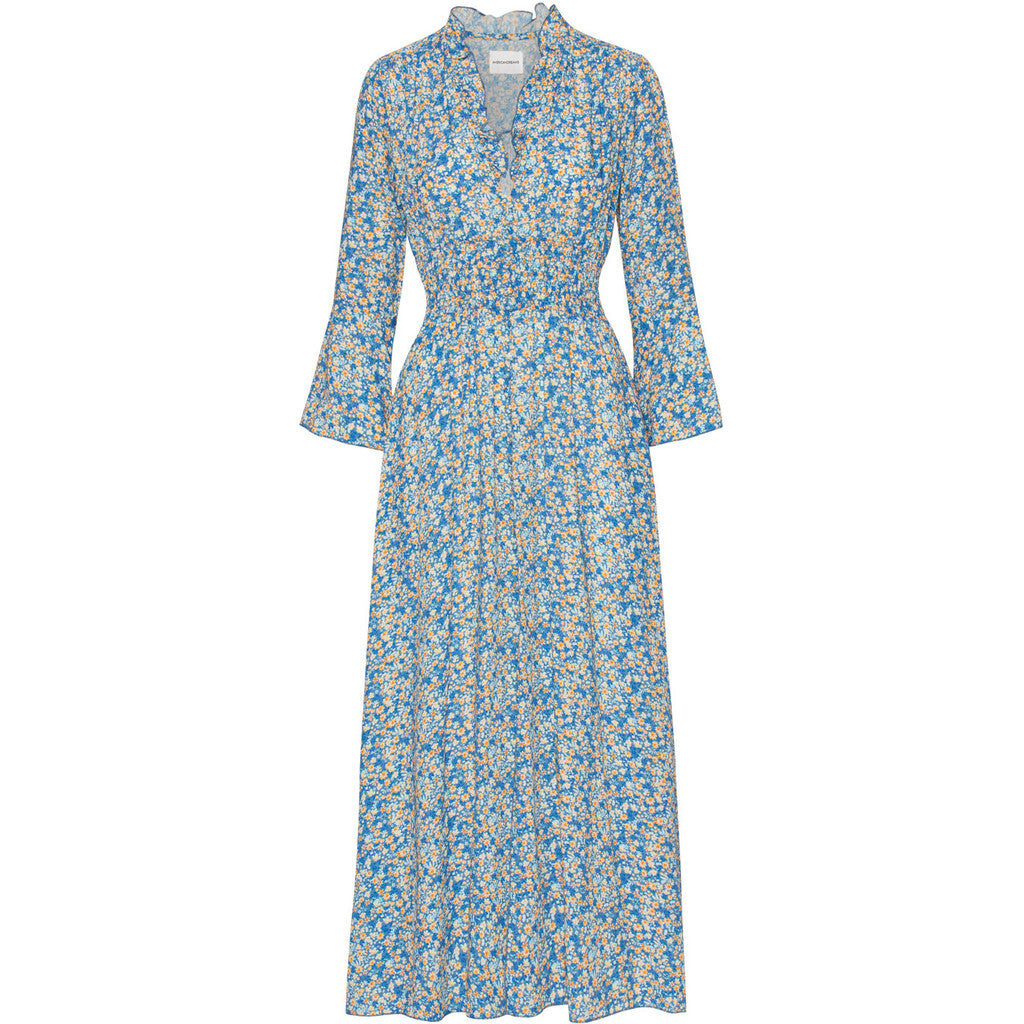 AMERICANDREAMS Sally Long Dress Teal Blue Flower