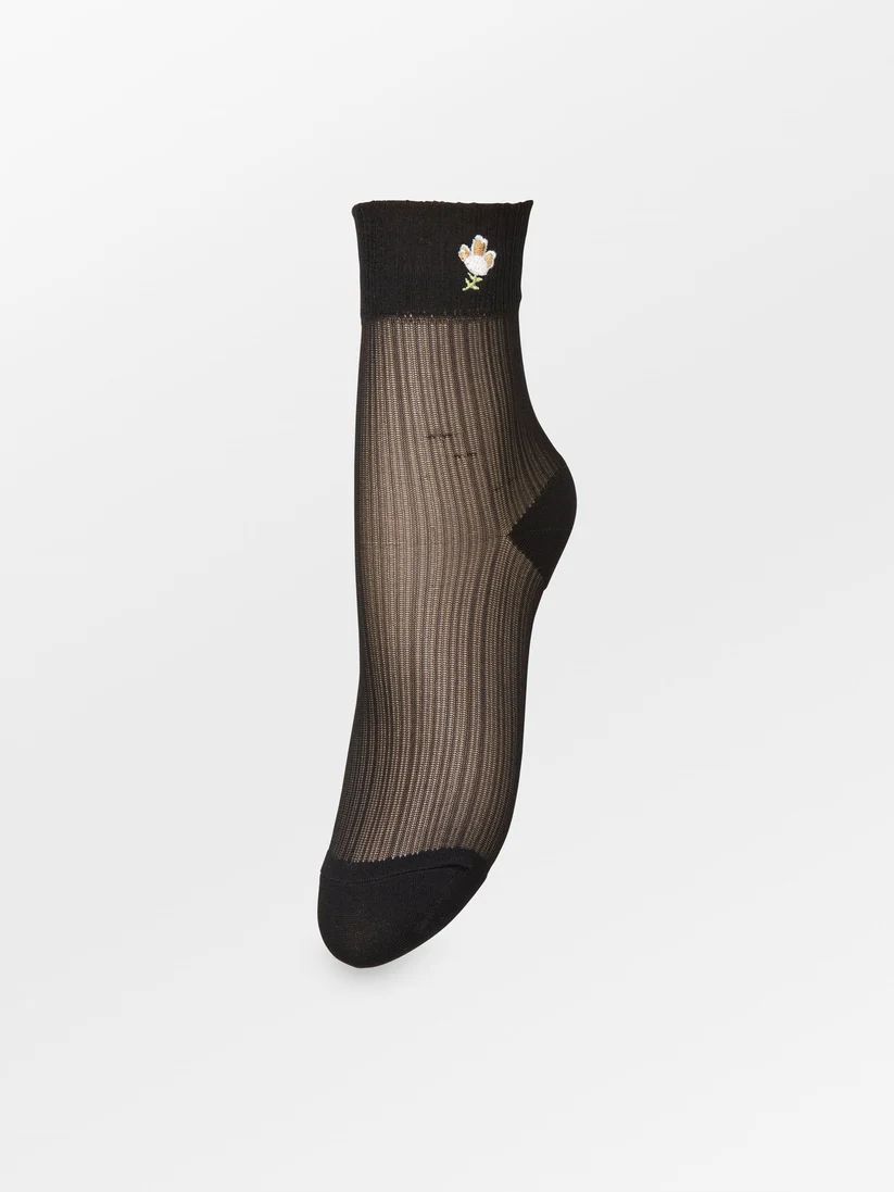 BECKSÖNDERGAARD Floral Sheer Sock Black