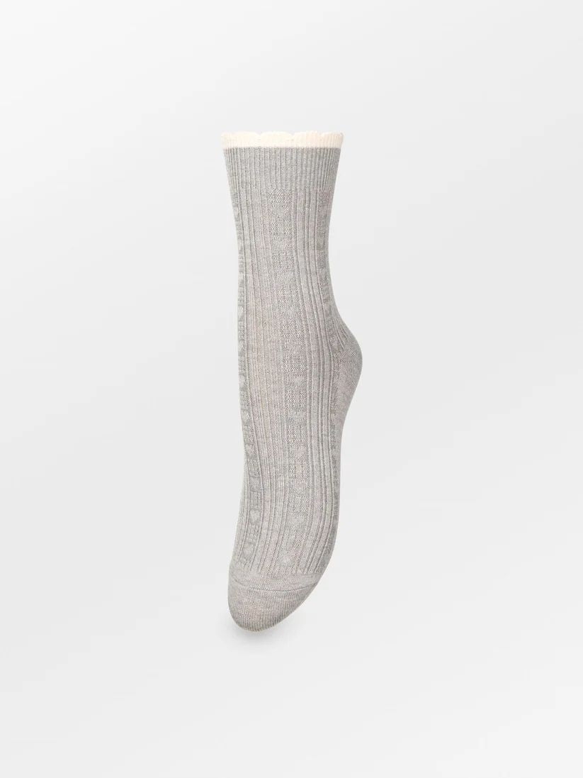 BECKSÖNDERGAARD Scallop Sock Grey Melange