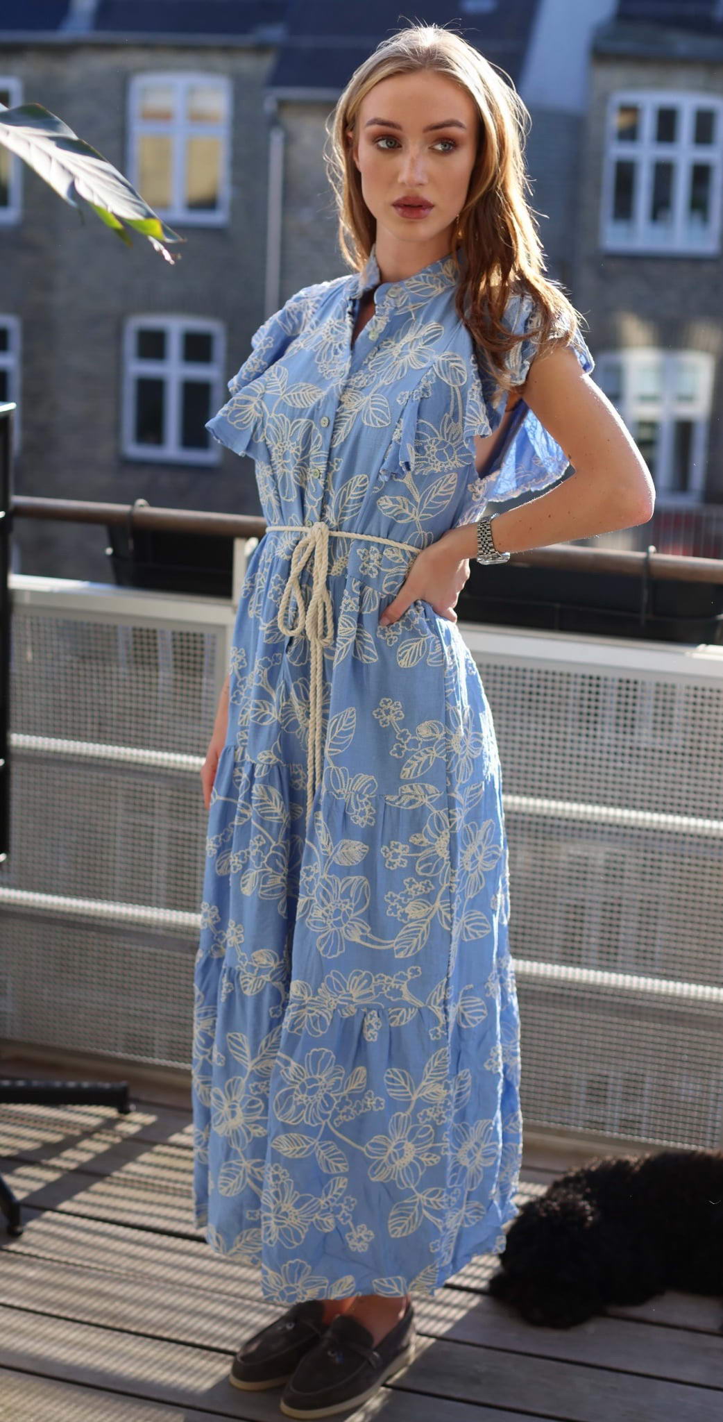 COPENHAGEN LUXE Long Dress Embroidered Blue
