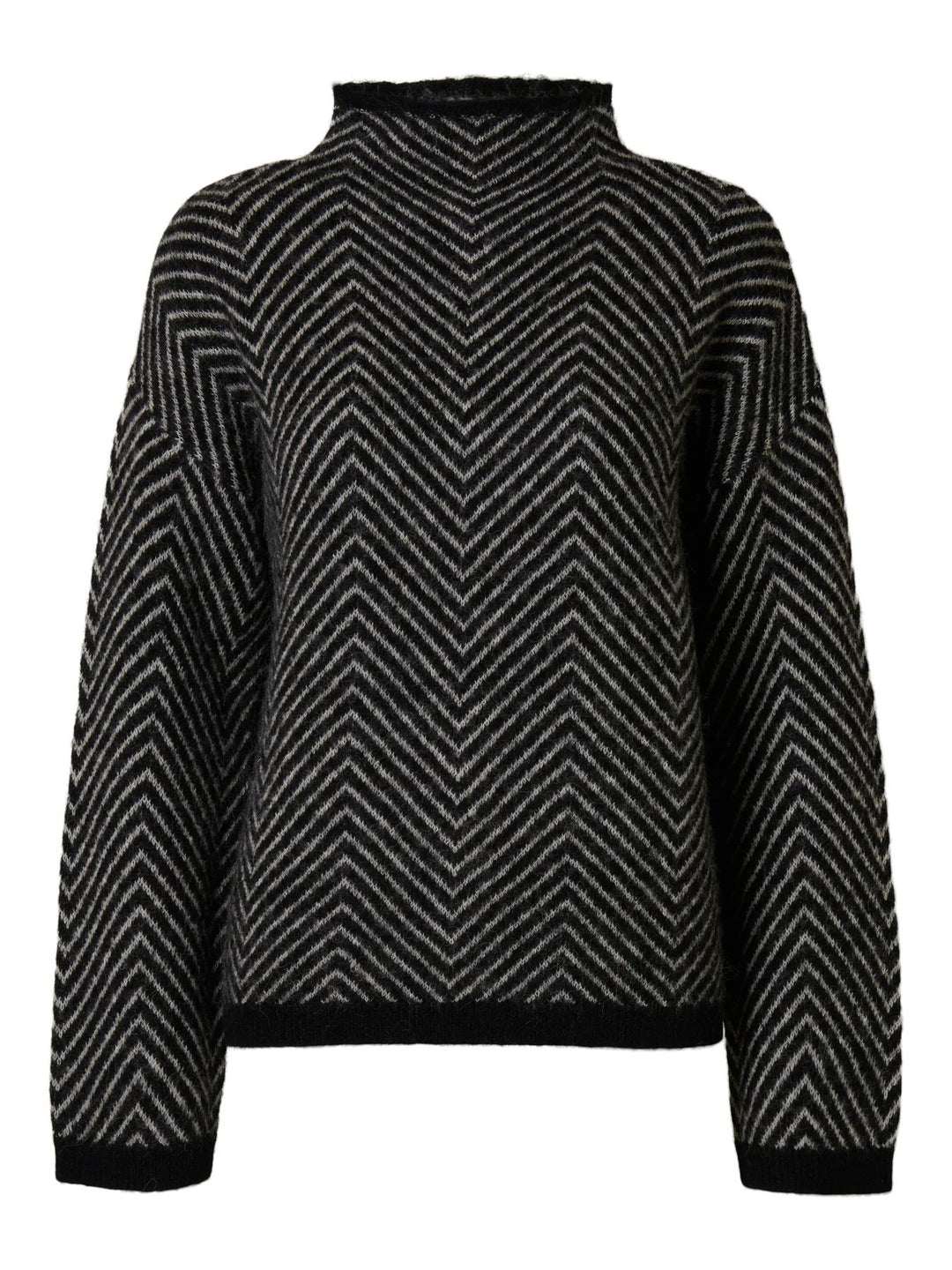 SELECTED Lulu LS Herringbone Knit High Black Birch