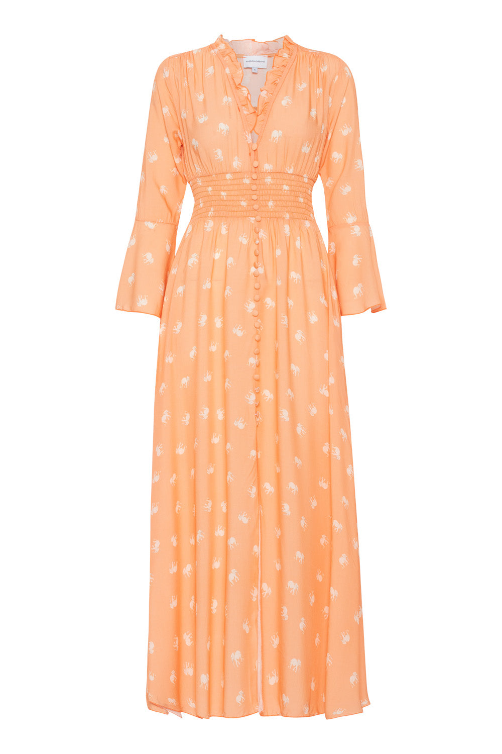 AMERICANDREAMS Sally Long Dress Peach W/Elephants