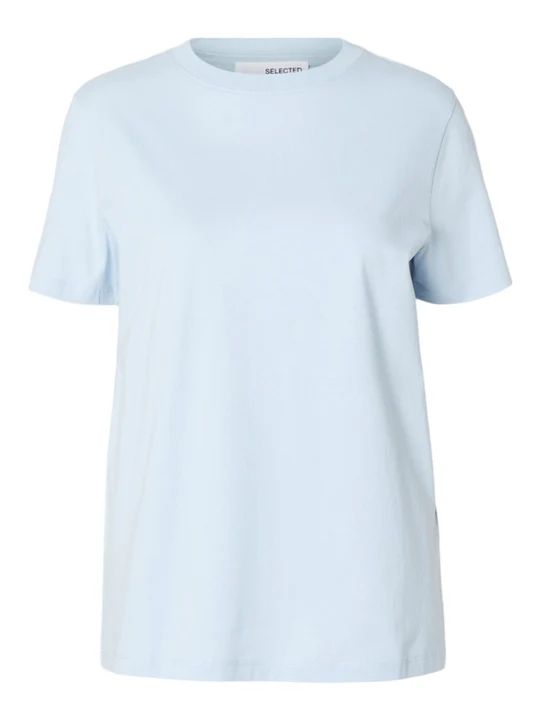 SELECTED Myessential SS O-Neck Tee Noos Cashmere Blue
