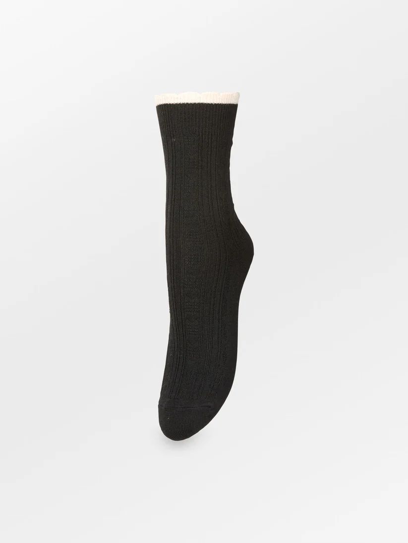 BECKSÖNDERGAARD Scallop Sock Black Melange