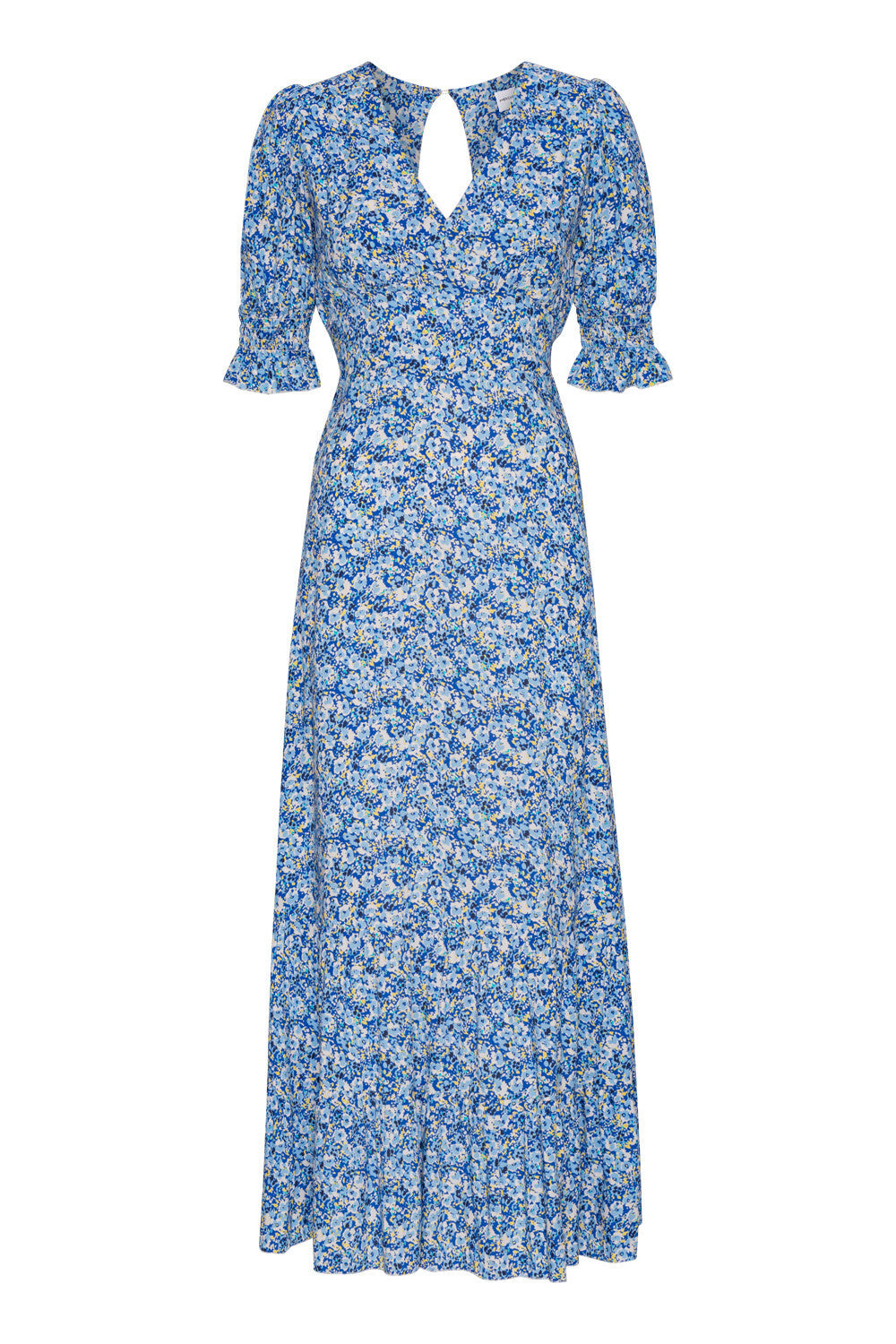AMERICANDREAMS Koko Dress Long Open Back Sky Blue Flower