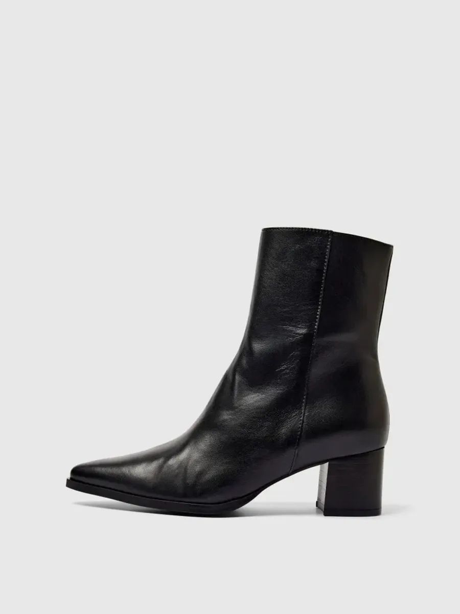 SELECTED Stine Leather Boot Black
