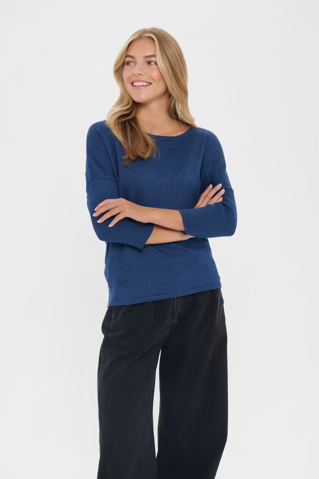 SAINT TROPEZ MilaSZ R-Neck Pullover Pageant Blue Mel
