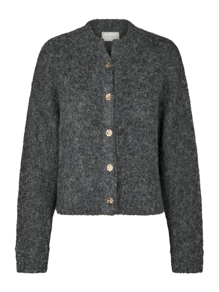 NEO NOIR Taura Fluffy Knit Cardigan Antracit