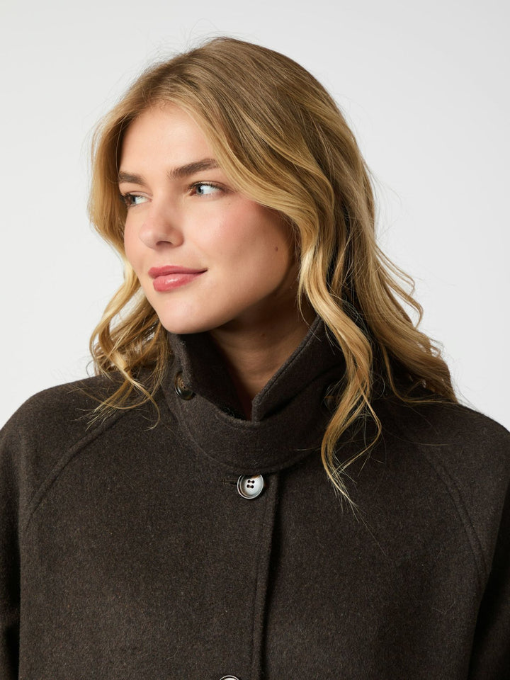 NEO NOIR Keaton Wool Coat Chocolate Brown