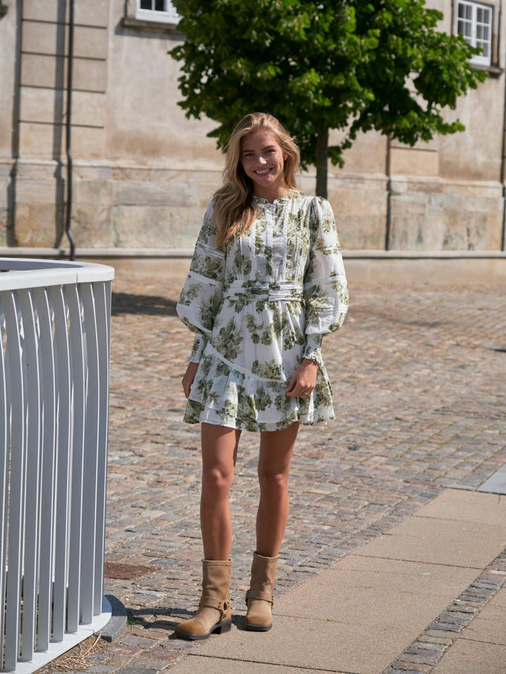 NEO NOIR Roberta Flower Flow Dress Sage Green