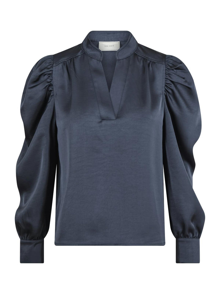 NEO NOIR Rosslyn Heavy Sateen Blouse Midnight Blue