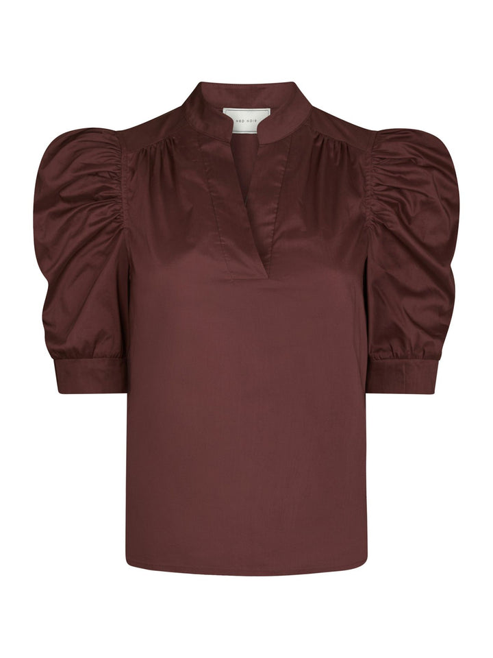 NEO NOIR Roella Poplin Blouse Burgundy