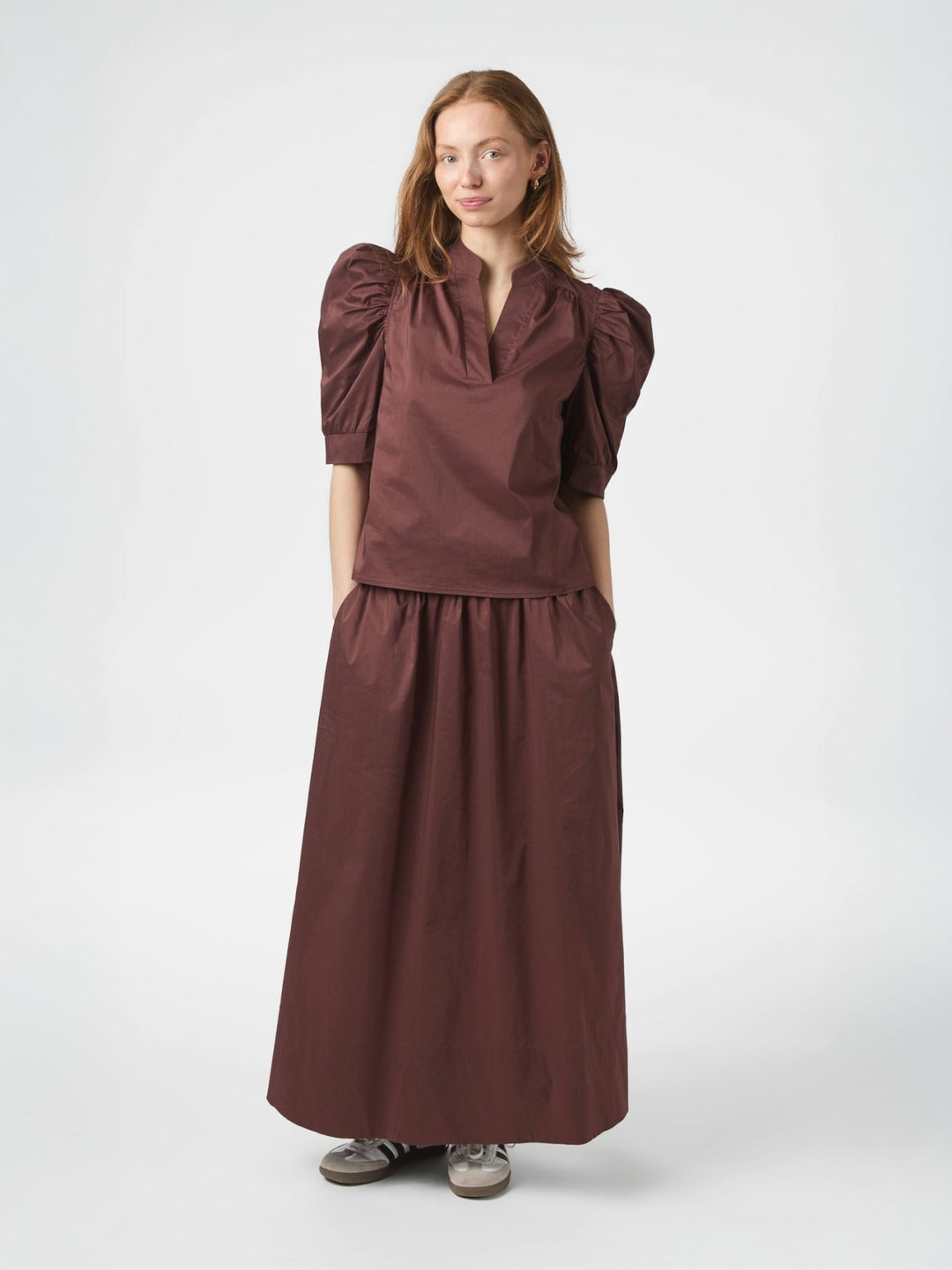 NEO NOIR Roella Poplin Blouse Burgundy