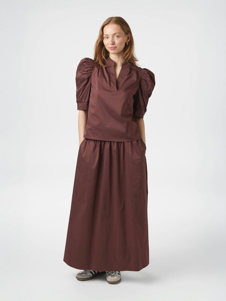 NEO NOIR Roella Poplin Blouse Burgundy