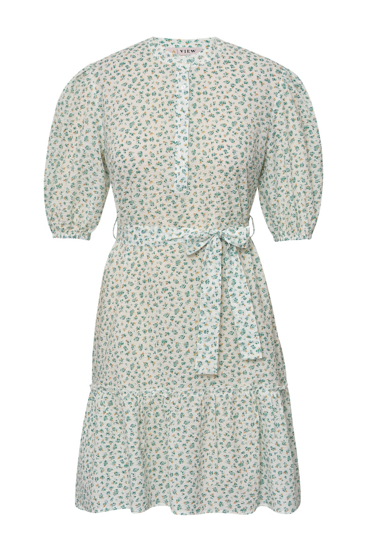 A-VIEW Kate Short Sleeve Dress White/Green