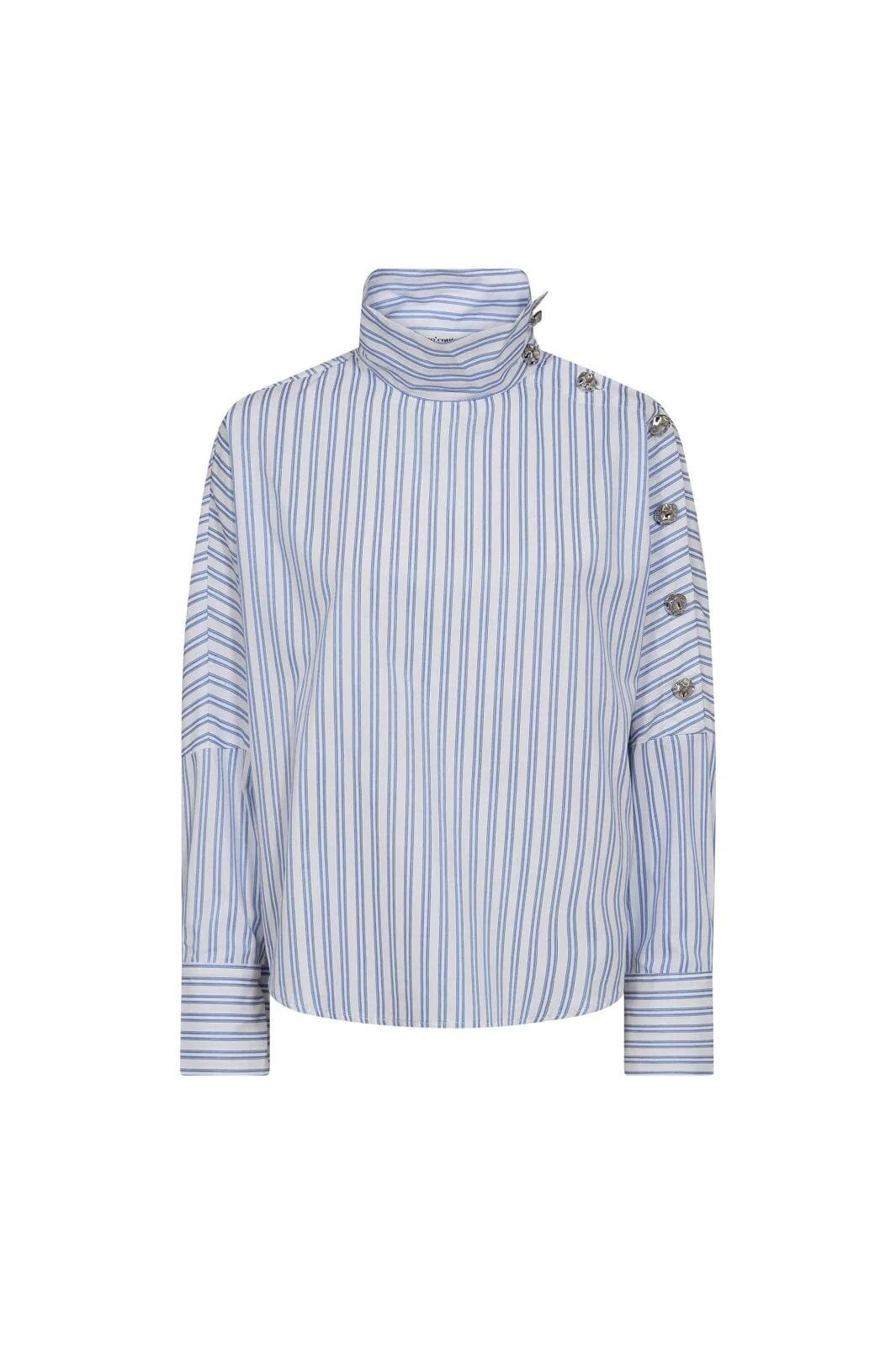 CO´COUTURE DevinCC AsymCC Button Blouse Blue