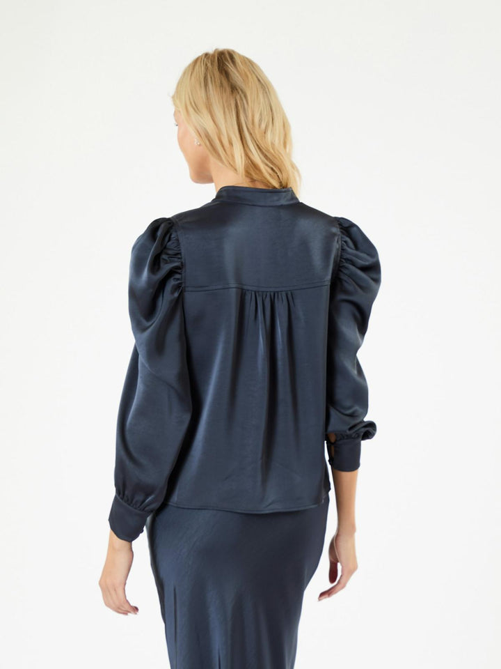 NEO NOIR Rosslyn Heavy Sateen Blouse Midnight Blue