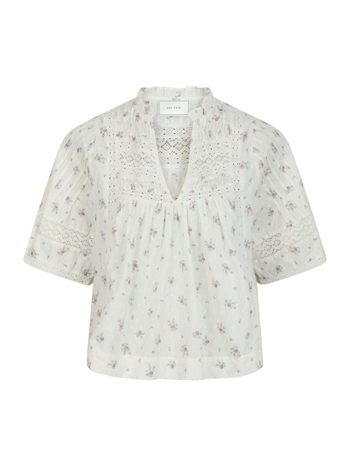 NEO NOIR Siama Dobby Flower Blouse Off White