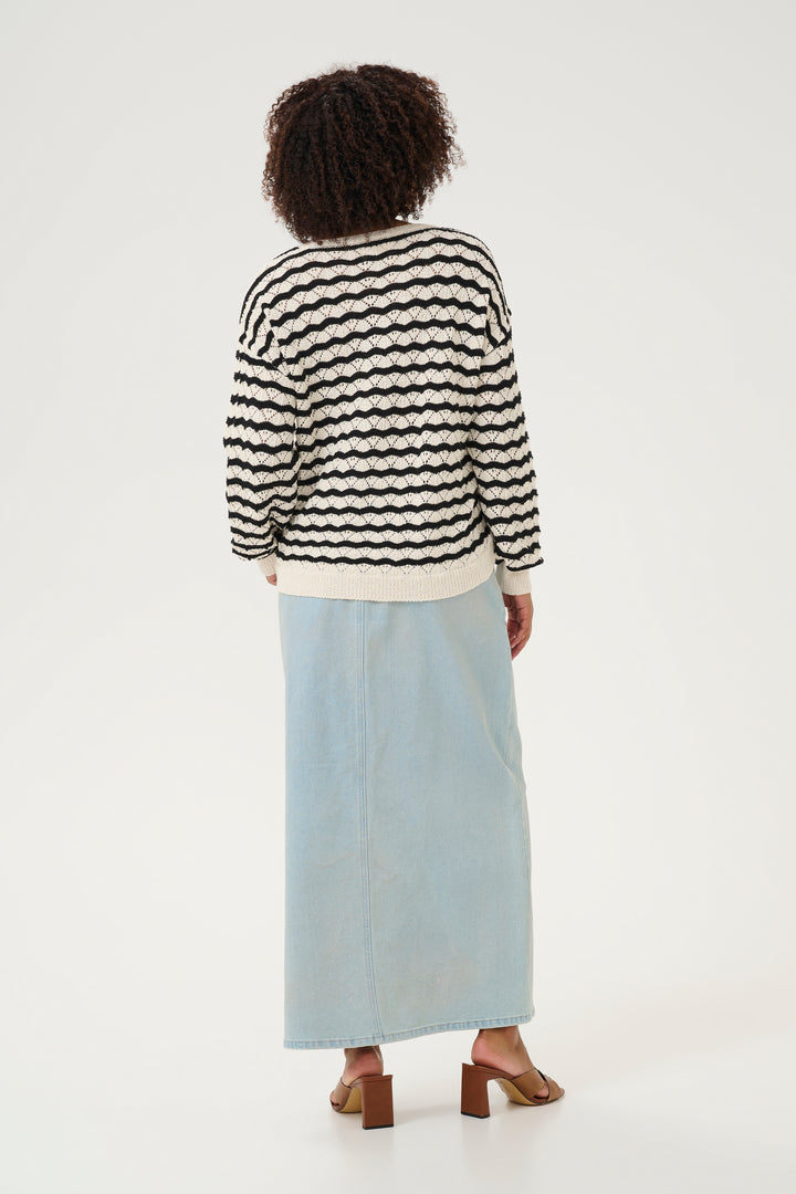 CREAM CRPoppi Knit Pullover Salt Pepper Stripe