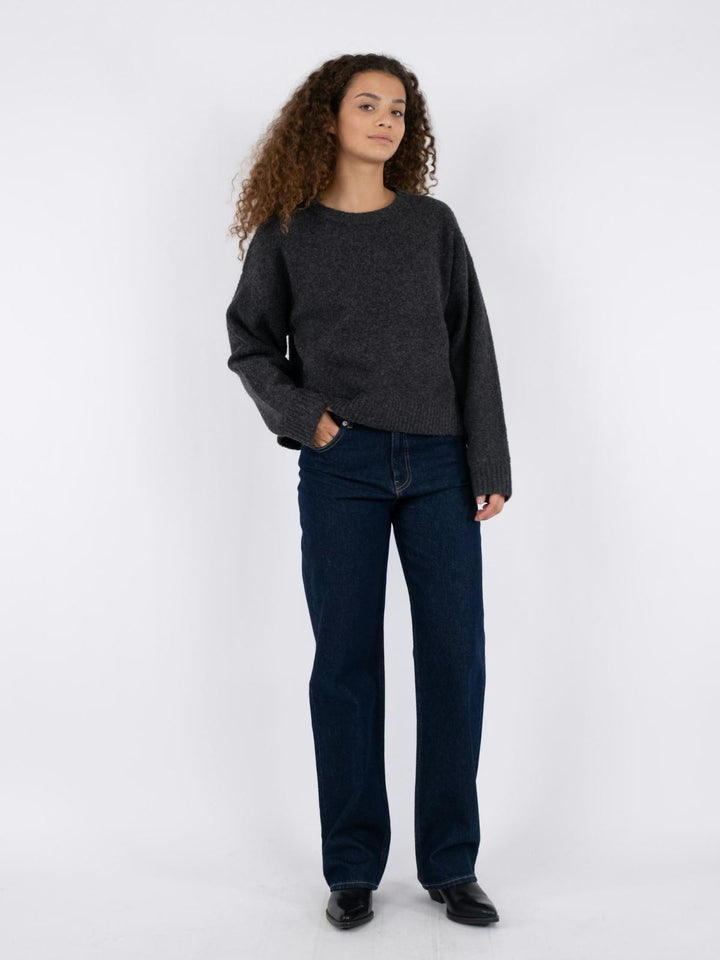 NEO NOIR Detri Solid Knit Blouse Antracit