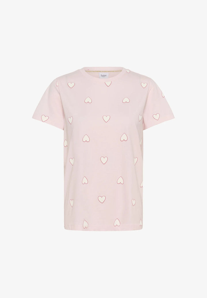 SAINT TROPEZ PixilinaSZ T-Shirt Barely Pink White Big Heart