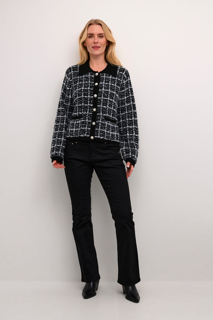 CREAM CRBilo Knit Cardigan Pitch Black Check