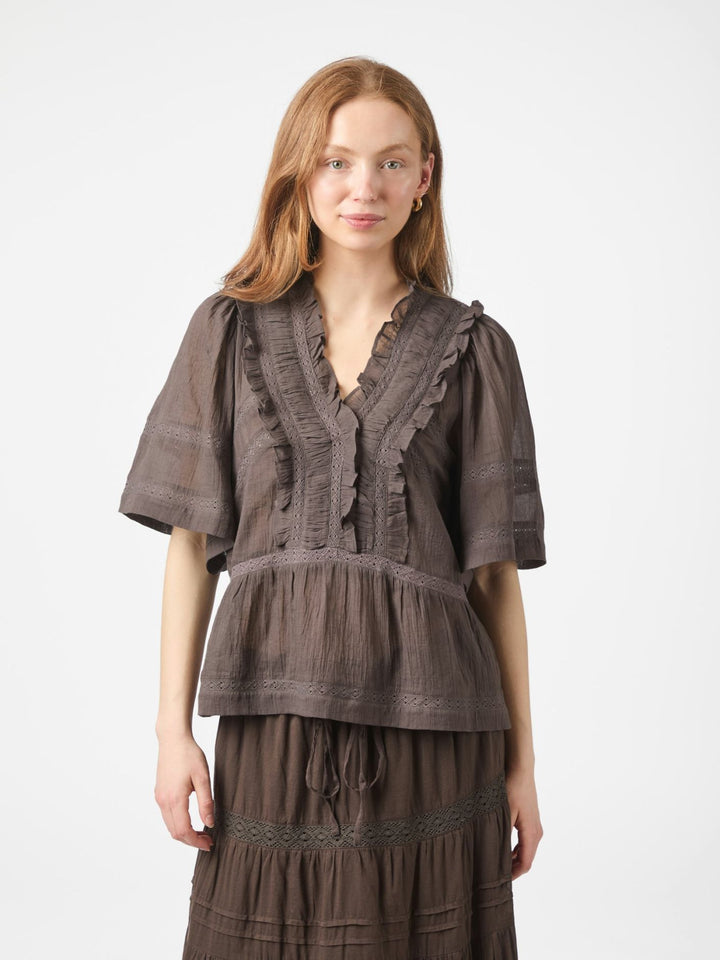NEO NOIR Evienne S Voile Top Dark Brown