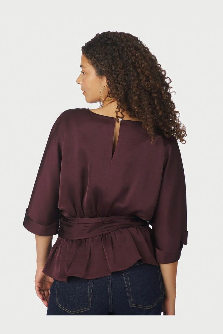 NEO NOIR Annegret Heavy Sateen Blouse Burgundy