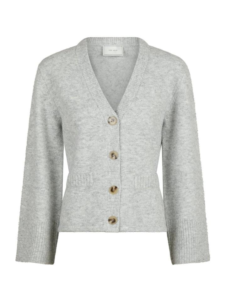 NEO NOIR Pixie Knit Cardigan Light Grey Melange