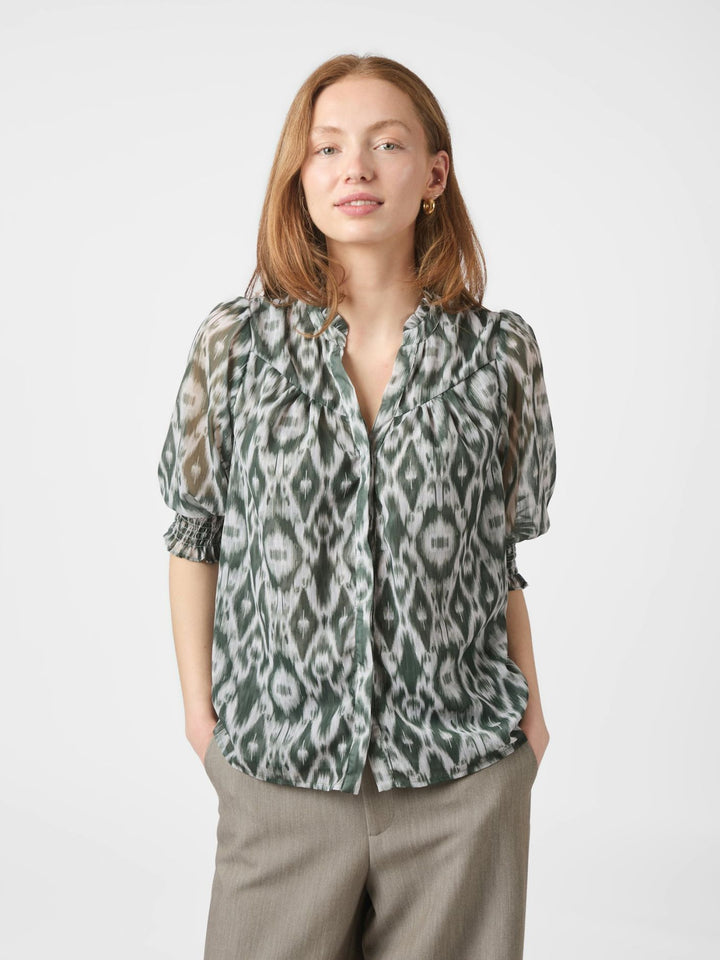 NEO NOIR Diana Graphic Fade Blouse Dusty Green