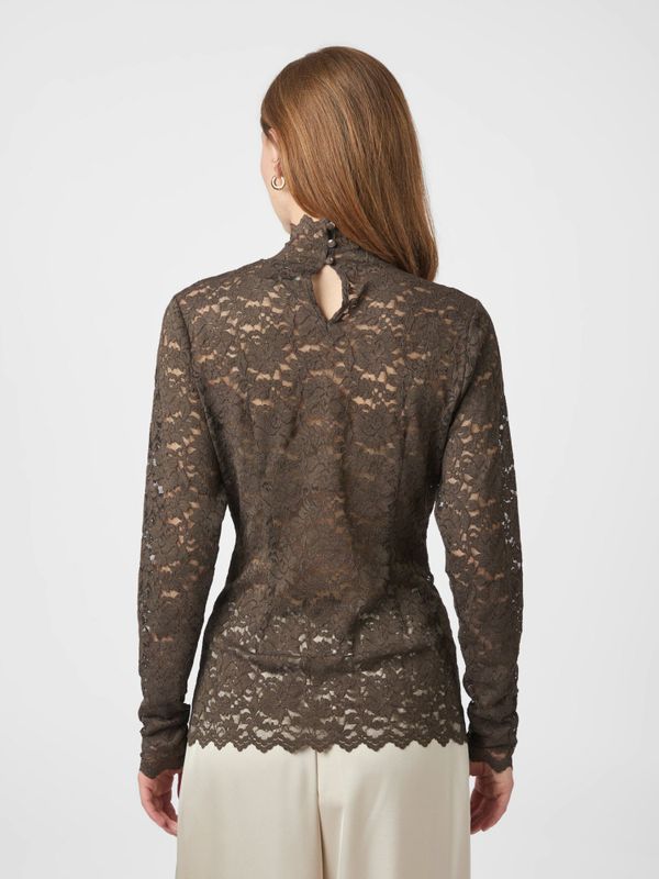 NEO NOIR Liza Laceflower Blouse Chocolate Brown