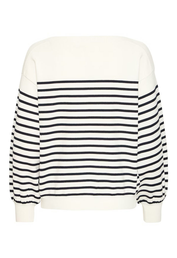 ICHI IHluls Boat Neck LS Solid+White Te Stripe