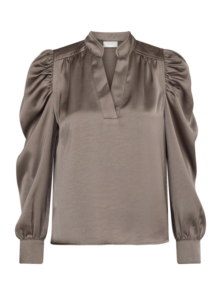 NEO NOIR Rosslyn Heavy Sateen Blouse Warm Grey