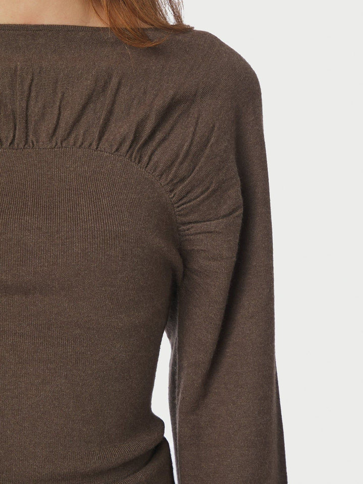 NEO NOIR Kaiba Knit Blouse Brown Melange
