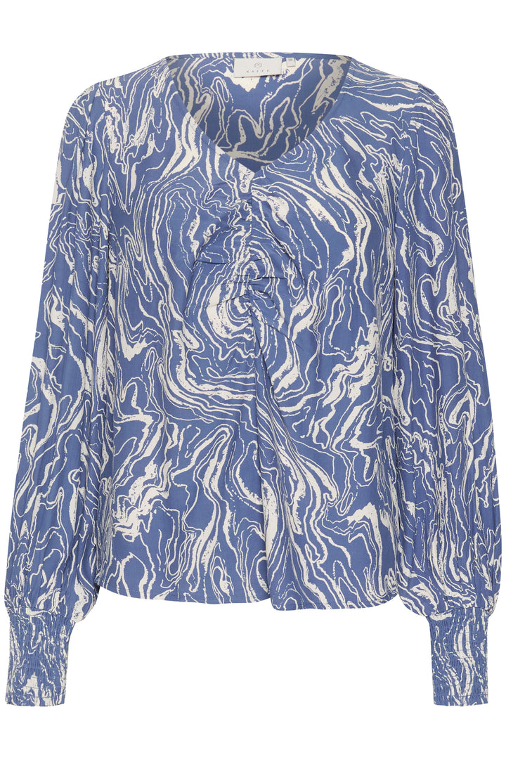 KAFFE KAarona Blouse Blue Indigo/White Marbel