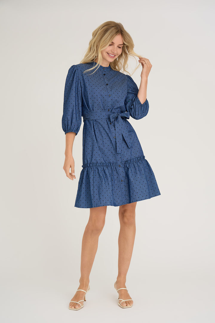 A-VIEW Kate Dot Dress Denim/Print
