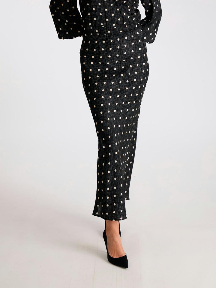 NEO NOIR Lola Retro Dot Long Skirt Black