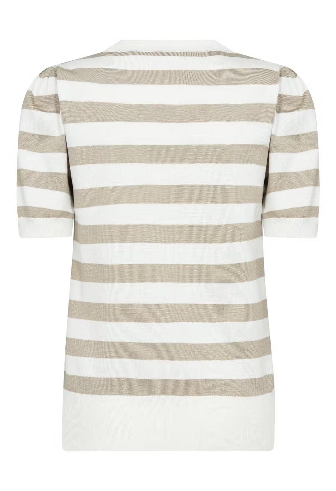 SAINT TROPEZ MilaSZ SS Block Stripe Pullover Ice Plaza Taupe Block Stripe