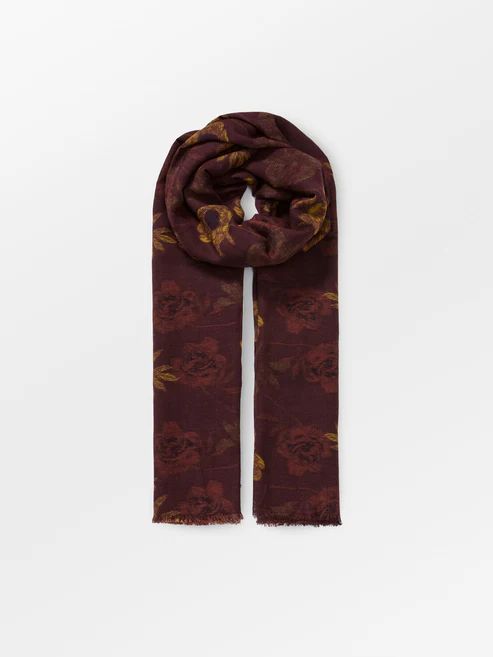 BECKSÖNDERGAARD Magna Flower Siw Scarf Chocolate Brown