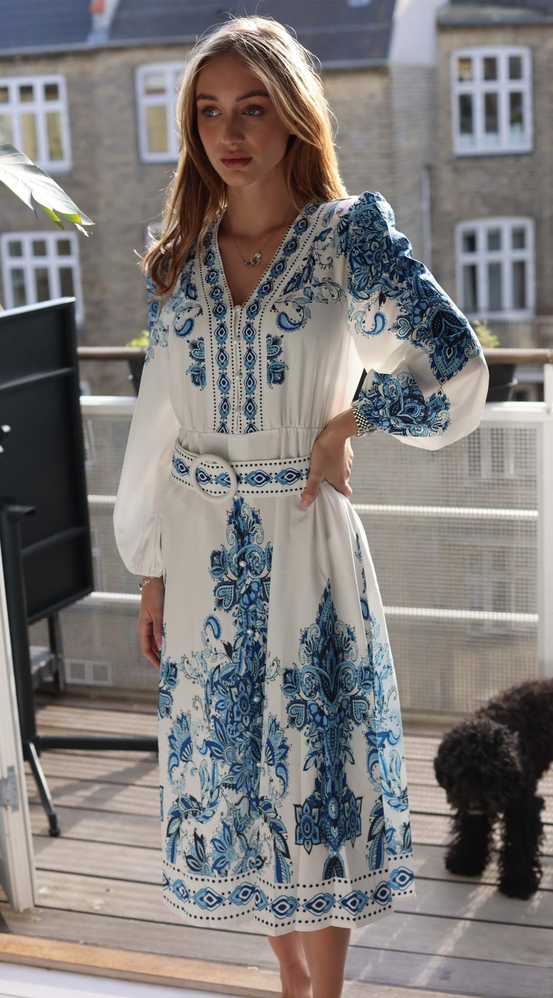 COPENHAGEN LUXE Long Dress Digital Print Blue