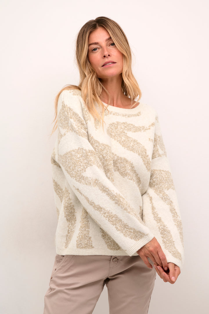 CREAM CRTemikka Knit Pullover Cinnamon Swirl Animal Dot