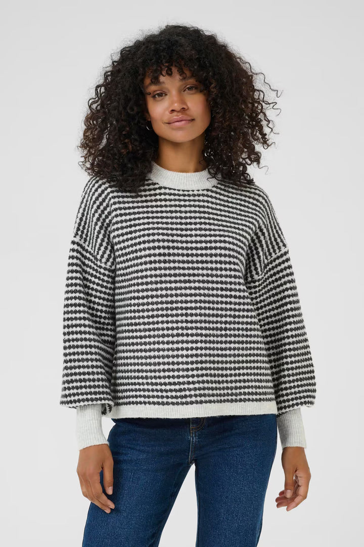 KAFFE KAellery Knit Pullover Light GreyM./Black Structure