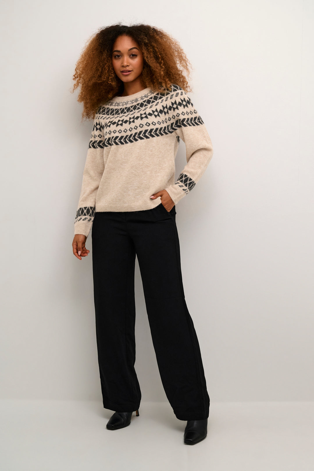 CREAM CRCherrie Knit Pullover Ancient  Scroll Jaquard