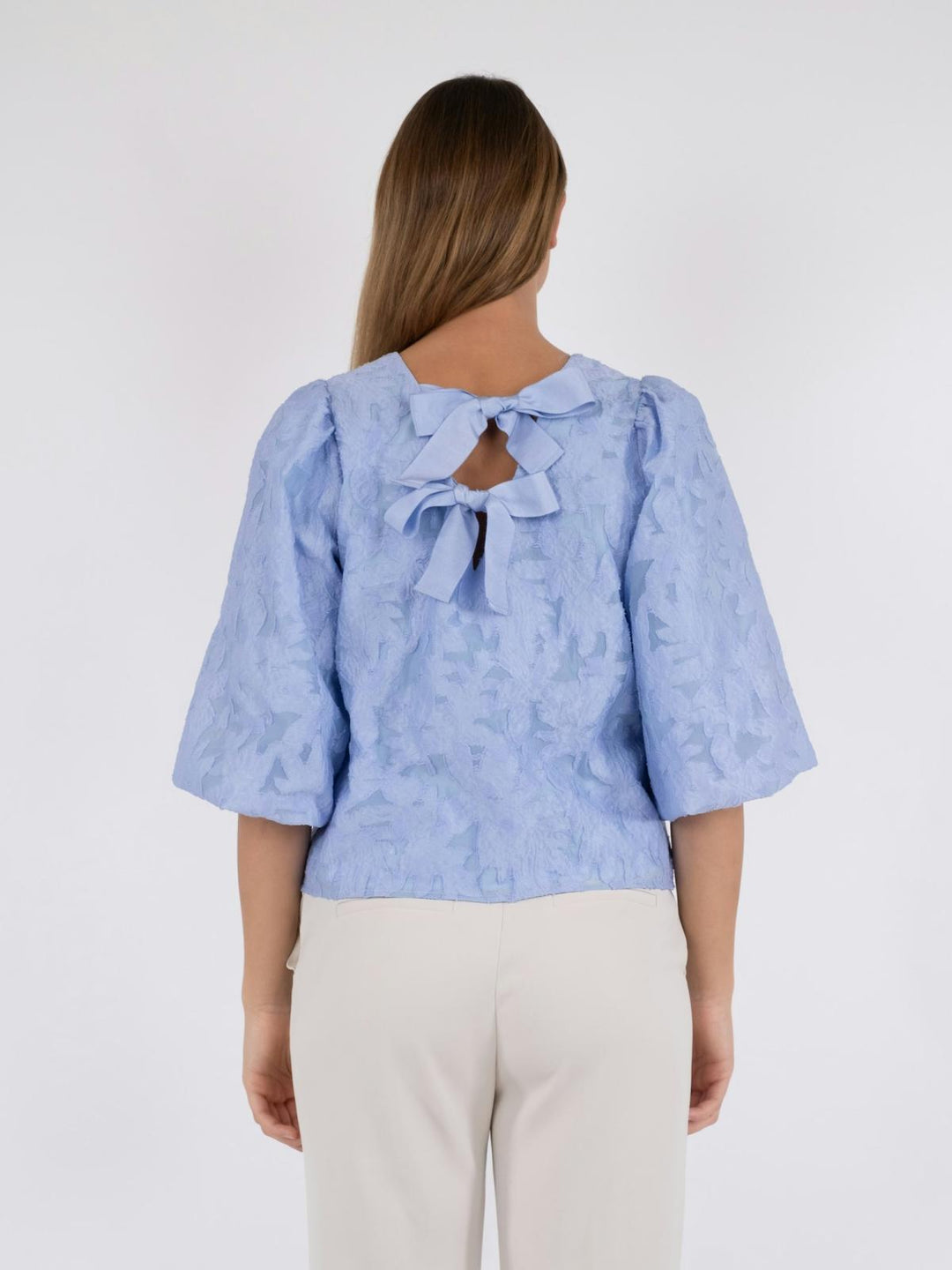 NEO NOIR Lorraine Brocade Blouse Sky Blue