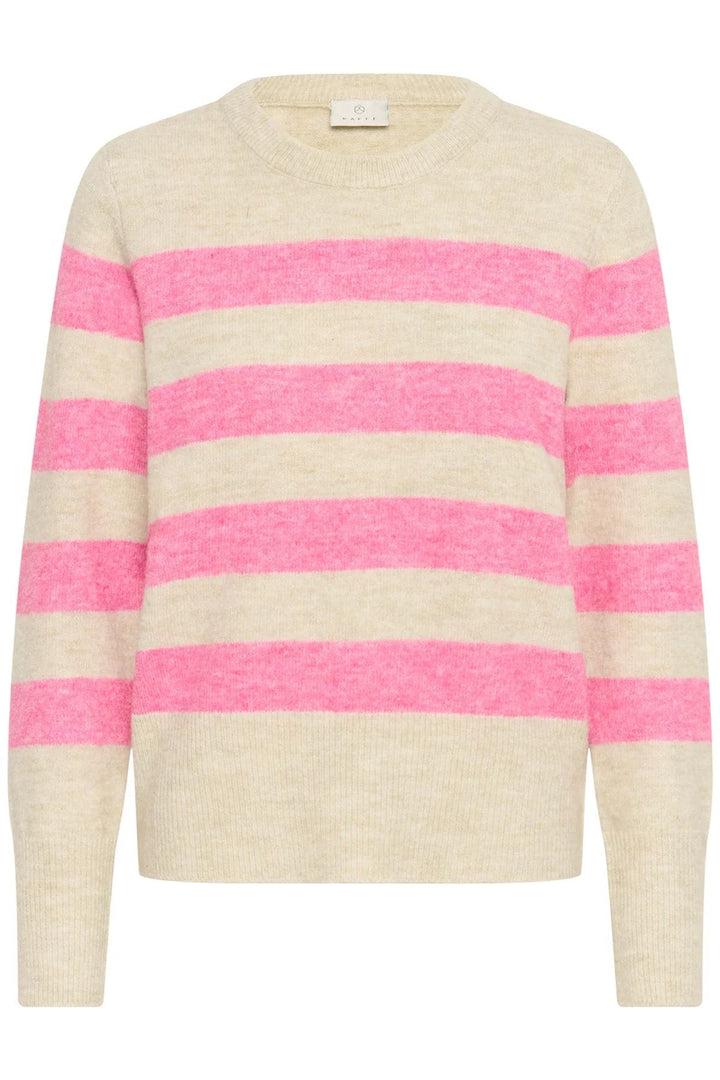 KAFFE KAniel Striped Pullover Feather Gray Melange/Pink
