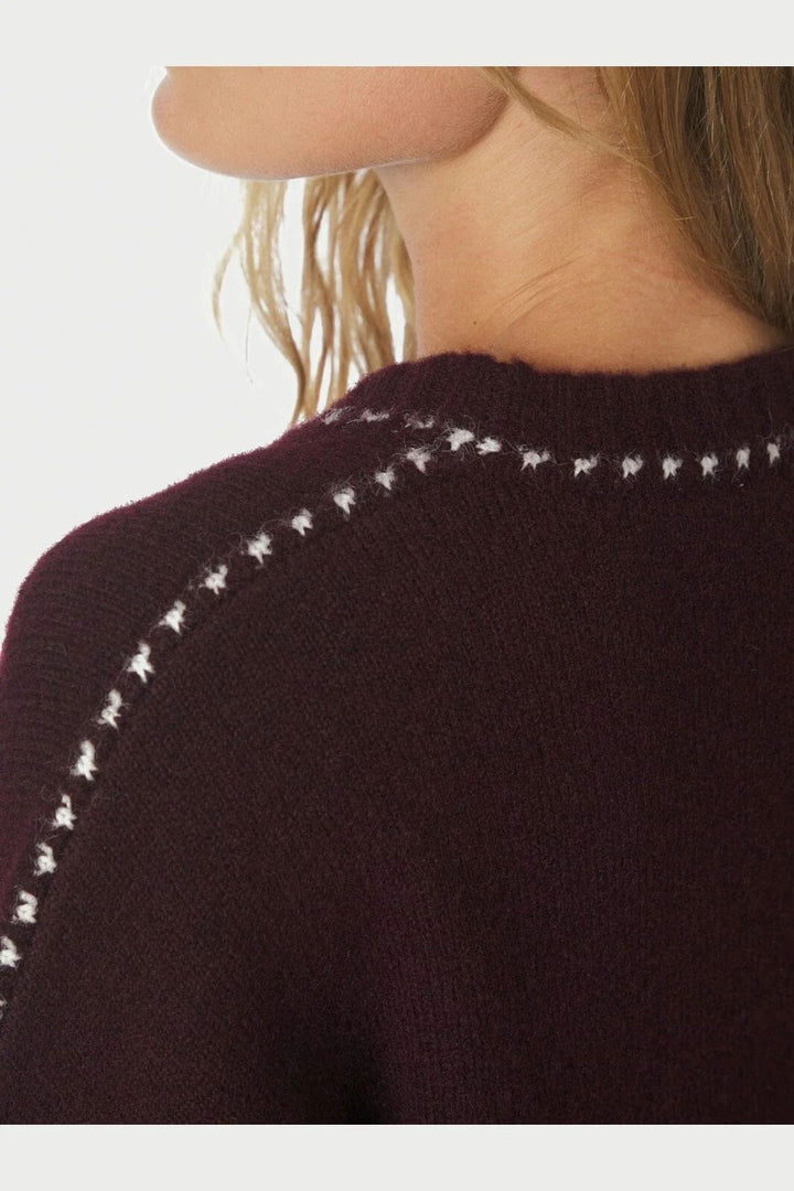 NEO NOIR Roeme Knit Stitch Blouse Wine