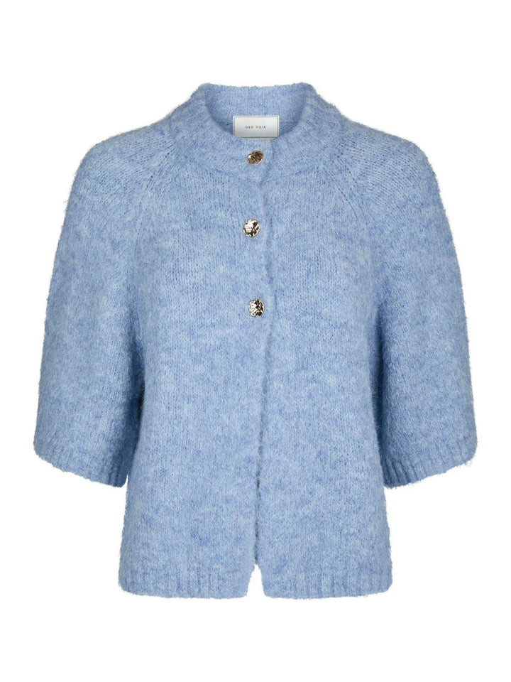NEO NOIR Benuta Fluffy Knit Cardigan Dusty Blue