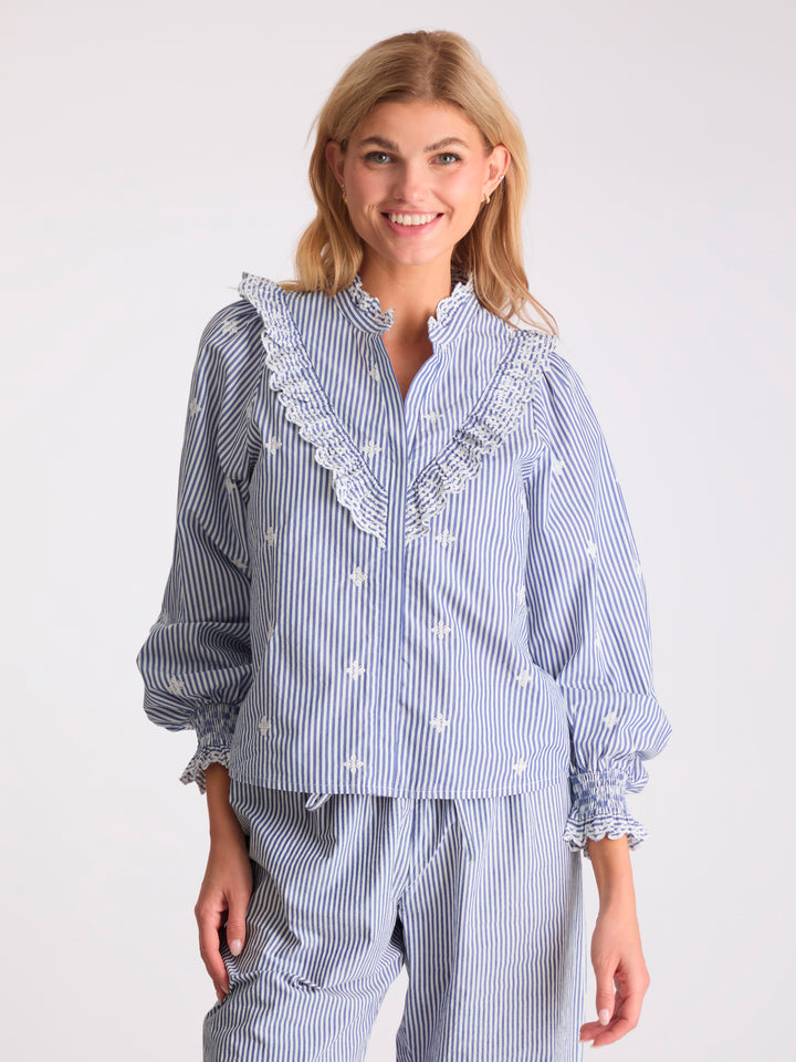 NEO NOIR Degas Stripe Blouse Blue