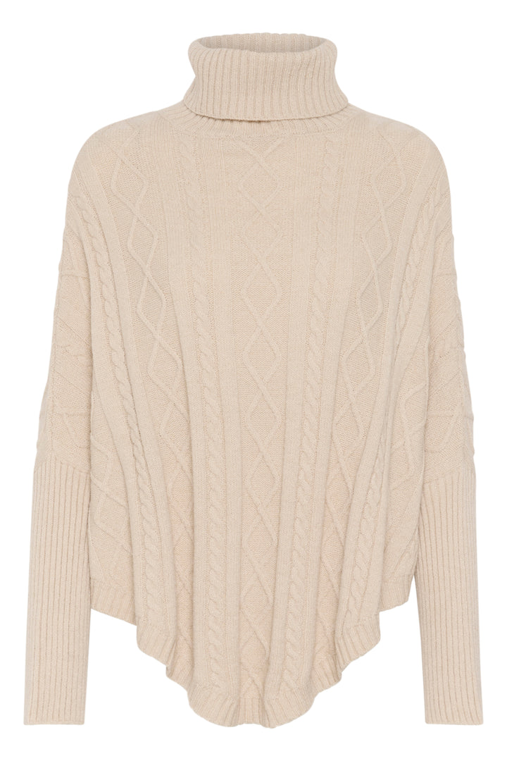 CREAM CRCaba Knit Poncho Oat Melange